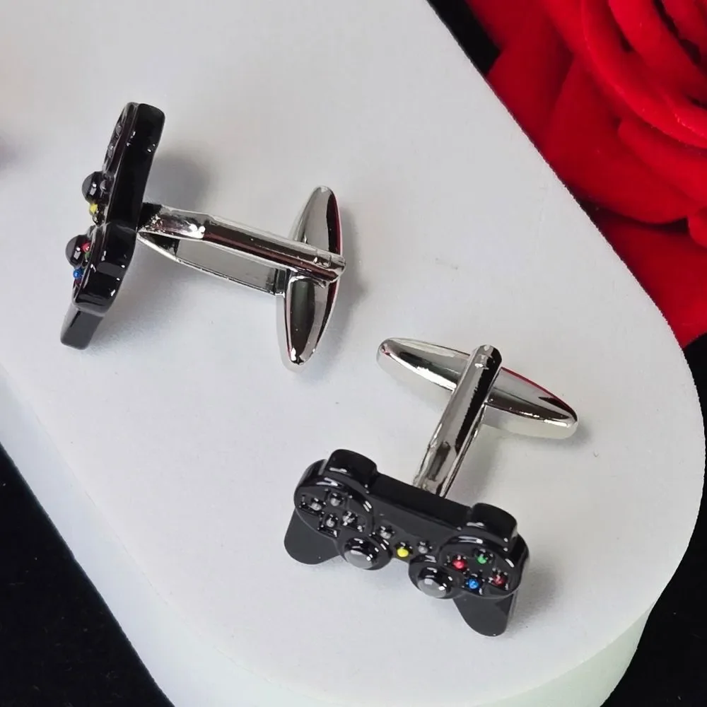 Game Controller Cufflinks Black Enamel Gamer Console Controller French Cuff Prom
